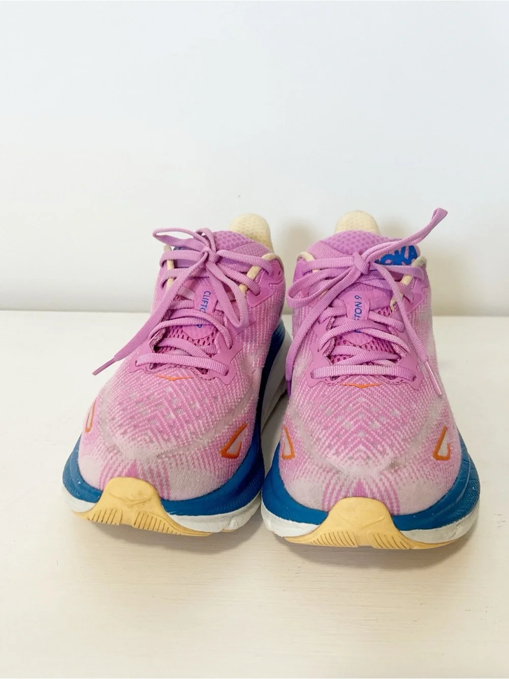 Hoka Clifton 9 Women's Running Shoes Pink and Navy Blue